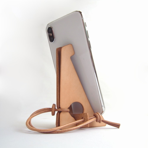 スマホスタンド【zaza/ざざ】ヌメ革 組み立て式 持ち運び可 手作り