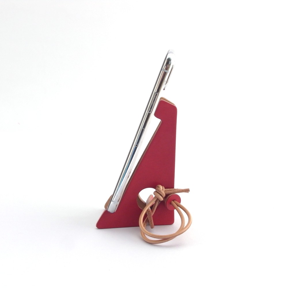 草木染め革丨スマホスタンド【zaza/ざざ】すおう染め 手染め 手作り 組み立て式 持ち運び可