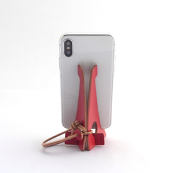 Suo-dyed 皮革折疊智能手機支架 [zaza] #Vegetable dyed leather #Engraved 第4張的照片