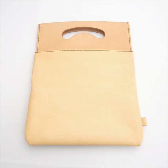 ヌメ革丨クラッチバッグ【conicori/こにこり】荷物が増えると機嫌をそこねる 2way 手縫い 手作り 7枚目の画像