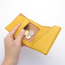 草木染め革丨ミニ財布【chotof/ちょとふ】きはだ染め 手縫い 手染め 手作り 5枚目の画像