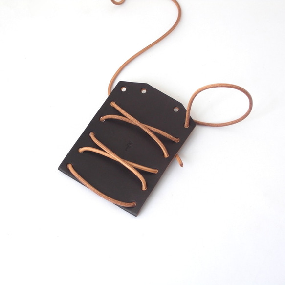 原木染色皮包&amp;格子框[nuː] #Handmade kit #Vegetable dyed leather #Engra 第2張的照片