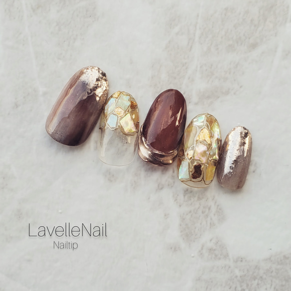 ベージュマグネットべっ甲ニュアンスネイル シェル アイボリー