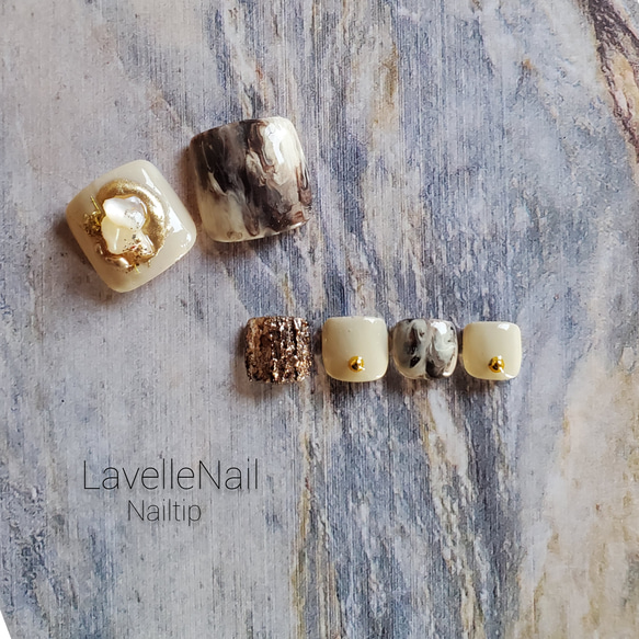 ジェルネイル フットネイル ニュアンスネイル モヤモヤネイル ブラウン
