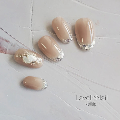 NEW*̣NUDE BEIGE ガラスフレンチ ヌードベージュ 大人シンプルネイル