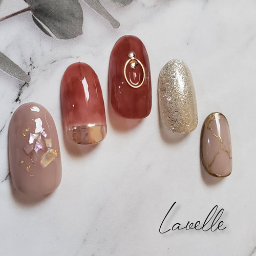 ジェルネイルニュアンスネイル#ミラー#スワロ使用※サイズカラー変更  