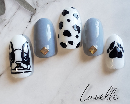 ジェルネイル#フレンチブルドッグネイル#ネイルチップ#犬#フレブル#ぶ