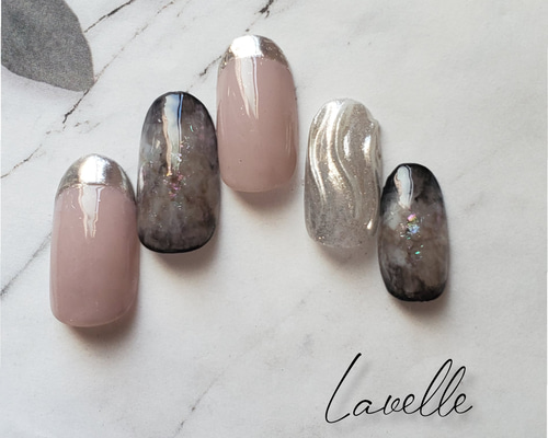 天然石ネイル ニュアンスネイル ミラーネイル ネイルチップオーダー サイズオーダー♡ ニュアンスミラー天然石ネイルチップ カラフル