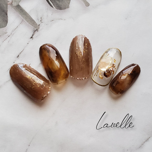 ジェルネイル#大人艶べっ甲#ニュアンスネイル#ネイルチップ#冬ネイル