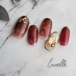 ジェルネイル#ニュアンスネイル#赤べっ甲#ボルドー#べっ甲ネイル
