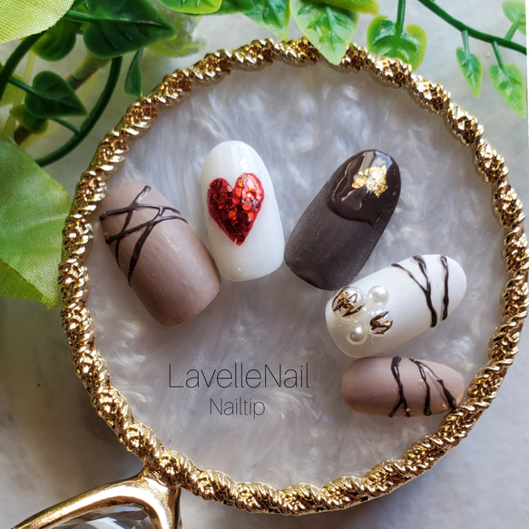No.46 オーダーネイルチップ バレンタイン チョコ ハート