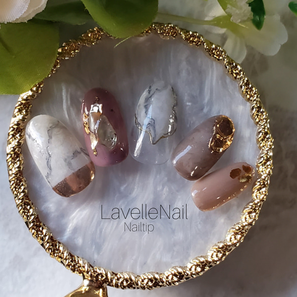 ジェルネイル#ニュアンスネイル#ネイルチップ#大理石ネイル#ピンク