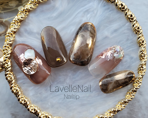 ジェルネイル#ニュアンスネイル#ネイルチップ#ピンクブラウン