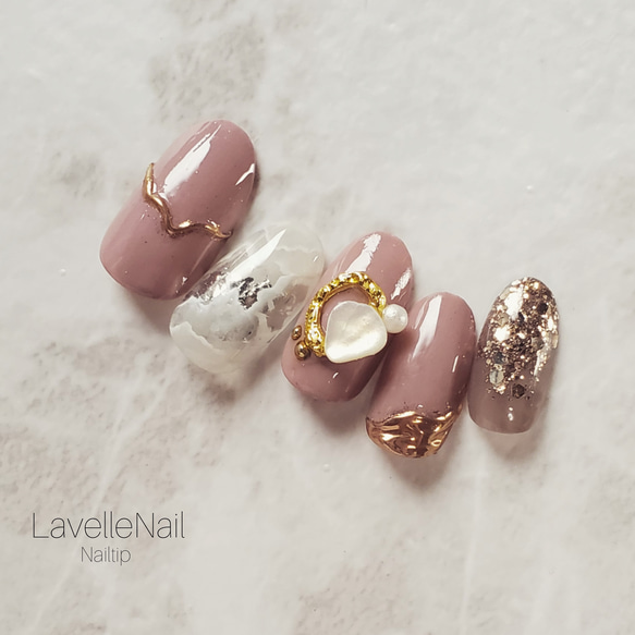 ジェルネイル くすみカラー ピンクグレージュ ニュアンスネイル