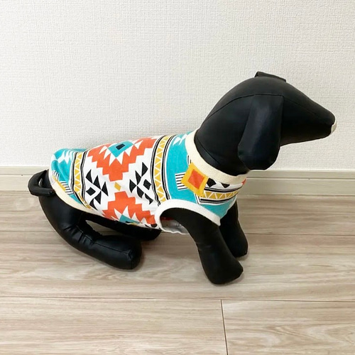 ハンドメイド　犬服　オルテガ　デニム　フード　タンク　M ハンドメイド犬服オルテガデニムフードタンクM