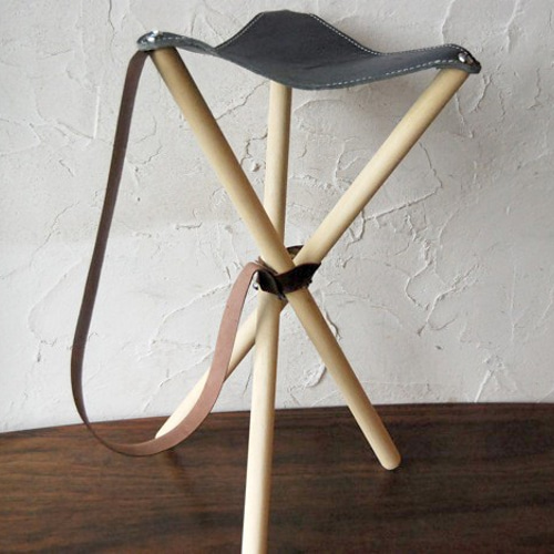 クロコ型押し 三角チェア ハンドメイド 折りたたみ スツール 椅子 0401