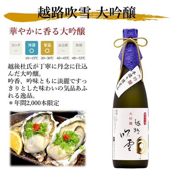 越路吹雪 大吟醸 1800ml 一升瓶 化粧箱入 限定品 辛口 お酒 日本酒 新潟 高野酒造 3枚目の画像