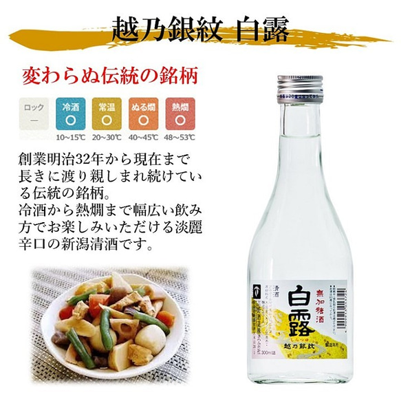 越乃銀紋 白露 普通酒 300ml 辛口 お酒 日本酒 新潟 高野酒造 2枚目の画像