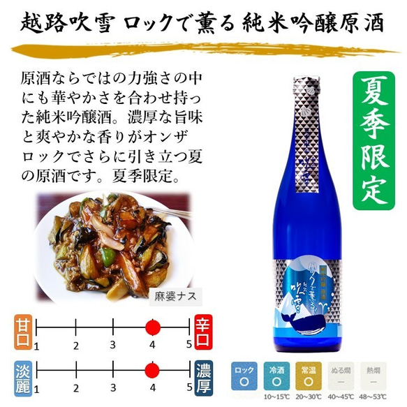 【夏季限定】夏の冷酒 飲み比べセット 720ml×3本 辛口 お酒 日本酒 新潟 高野酒造 3枚目の画像