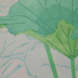木版画　四季の野鳥シリーズ　夏　「蓮池盛花」カワセミ 4枚目の画像