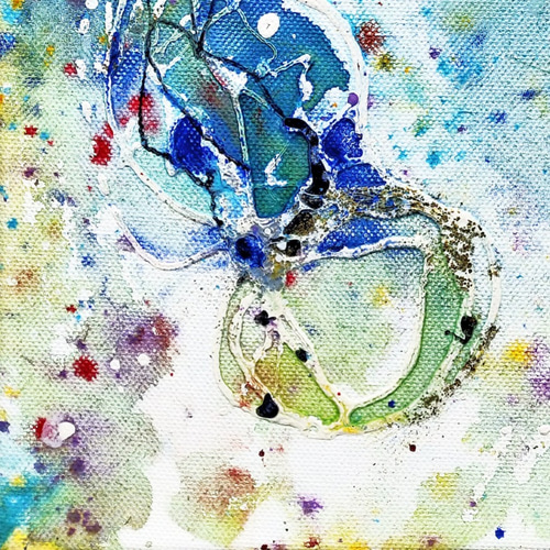 ☆クラゲの空間 油絵 抽象画 油彩画 フレーム付き 送料無料 絵画