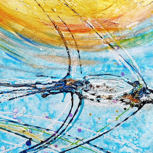 抽象画 青 油彩画 油絵 オリジナル A-177/24】抽象画 青 絵画 キャンバス 真作 インテリア 作品証明