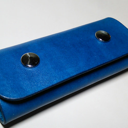 レザーアクセサリー レザー持ち手 ブルー(青) 手持ちのバックを持ちやすくオシャレに変身 1枚目の画像