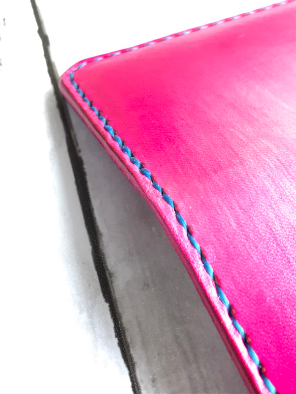 新色 牡丹カラー 手染めのピンク名刺入れ カードケース 4枚目の画像
