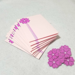 ピンク花１～ポチ袋(ミニ封筒)＆シールセット２点～ 1枚目の画像
