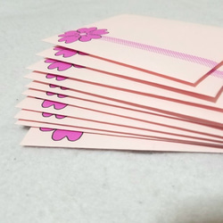 ピンク花１～ポチ袋(ミニ封筒)＆シールセット２点～ 2枚目の画像