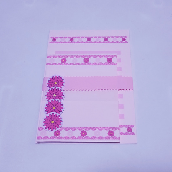 ピンク花１２～レターセット１点＋便箋３０枚～ 1枚目の画像
