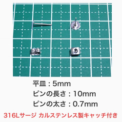 （10個　5ペア）　316L サージカルステンレス　平皿5mm ピアス　シルバー 2枚目の画像