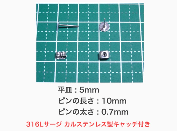 (20個 10ペア) 　316L サージカルステンレス 平皿5mm ピアス 2枚目の画像