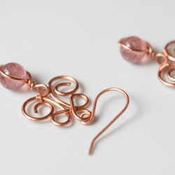 手工製作銅線編織草莓晶耳環/耳針耳夾 第2張的照片