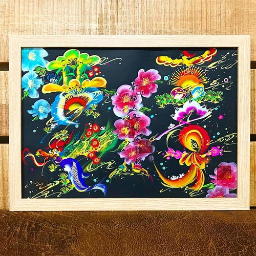 A4サイズ】世界でひとつだけの開運花文字(黒背景) ～誕生日・出産祝い