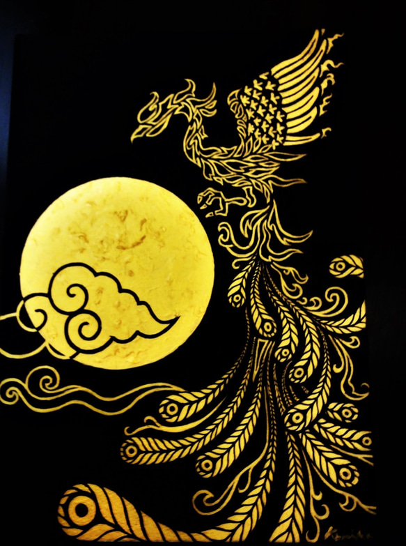 鳳凰画 送料無料 絵画 kaoriko 通販 12600216｜Creema(クリーマ