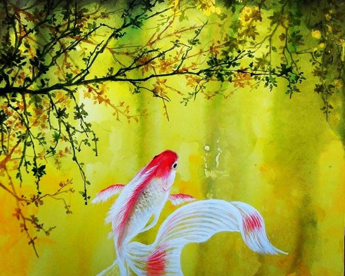 How to draw goldfish with acrylic paint / Simple acrylic
