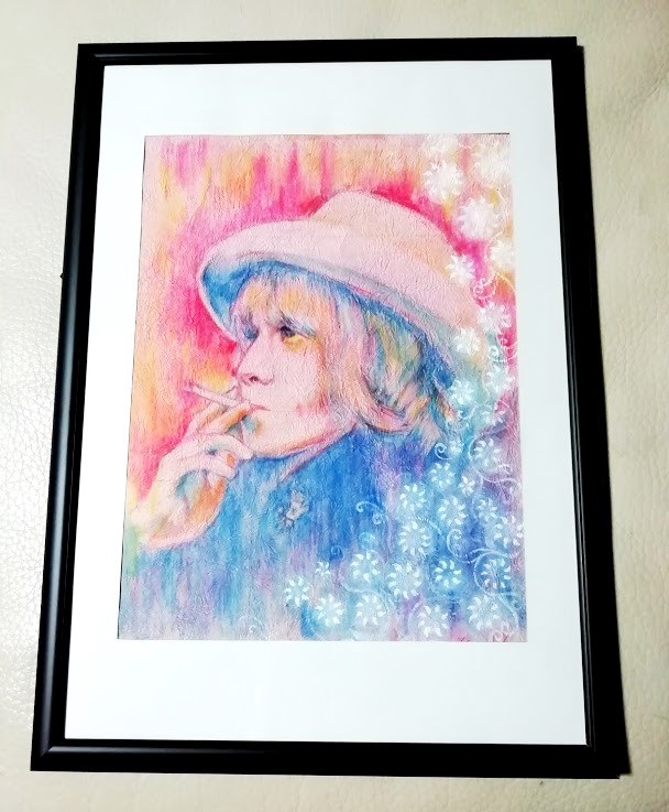 色鉛筆人物画　ミュージシャン　she's a rainbow