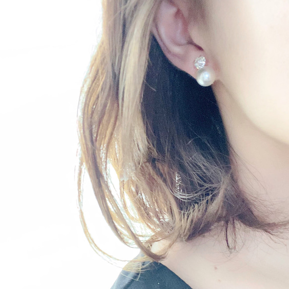 艶々pearl&bijou cz diamond Earrings 2枚目の画像