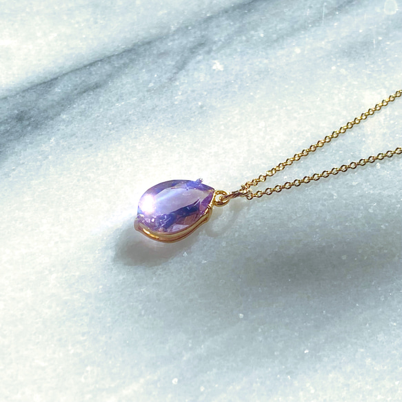 宝石grade! lavenderアメジストcrystals 14kgf  necklace 2枚目の画像