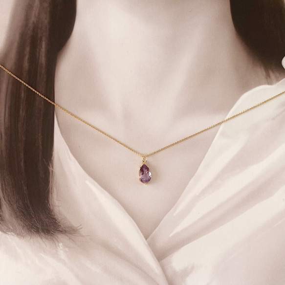宝石grade! lavenderアメジストcrystals 14kgf  necklace 5枚目の画像