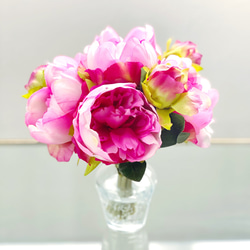 母の日予約も可♪elegance french rose pink！水換えなしのずっと綺麗な花瓶付きアートフラワー 1枚目の画像