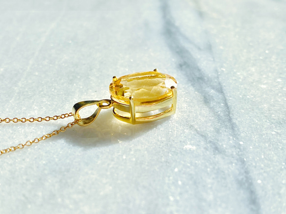 宝石グレード高品質 黄金のシトリン オーバルファセットカットcrystals 14kgf  necklace 2枚目の画像