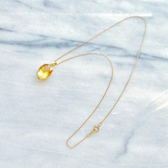 宝石グレード高品質 黄金のシトリン オーバルファセットカットcrystals 14kgf  necklace 3枚目の画像