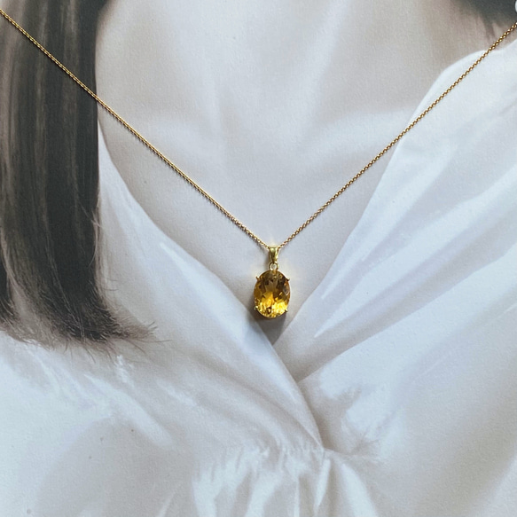 宝石グレード高品質 黄金のシトリン オーバルファセットカットcrystals 14kgf  necklace 5枚目の画像