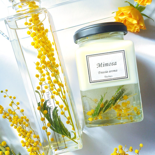 ミモザとフリージアの春～ハーバリウム＆キャンドルギフトセット