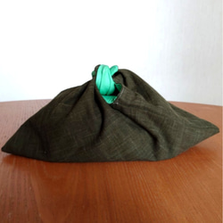 リバーシブルコットンあずま袋（小サイズ）【緑】 1枚目の画像