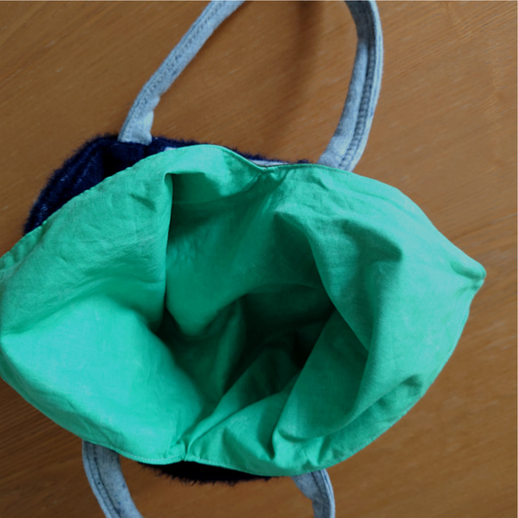 リバーシブルコットンあずま袋（小サイズ）【緑】 4枚目の画像