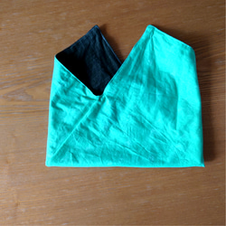 リバーシブルコットンあずま袋（小サイズ）【緑】 5枚目の画像