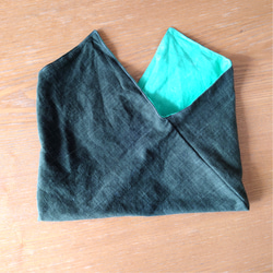 リバーシブルコットンあずま袋（小サイズ）【緑】 6枚目の画像
